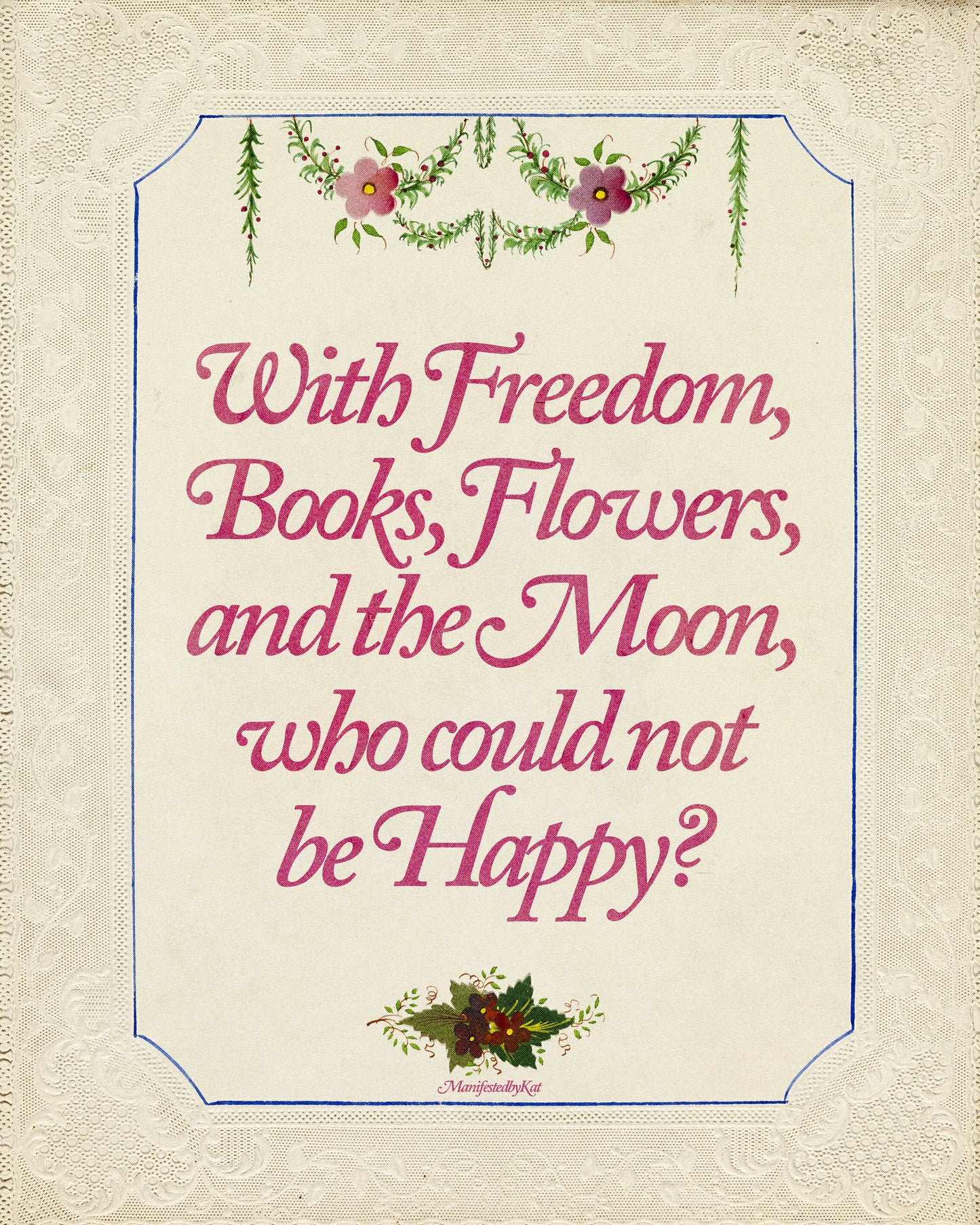 Books, Flowers & The Moon Poster Print