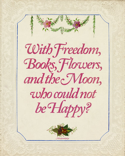 Books, Flowers & The Moon Poster Print