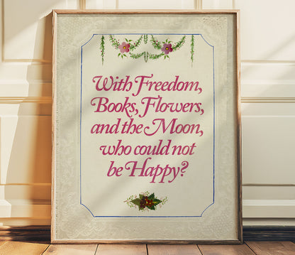 Books, Flowers & The Moon Poster Print